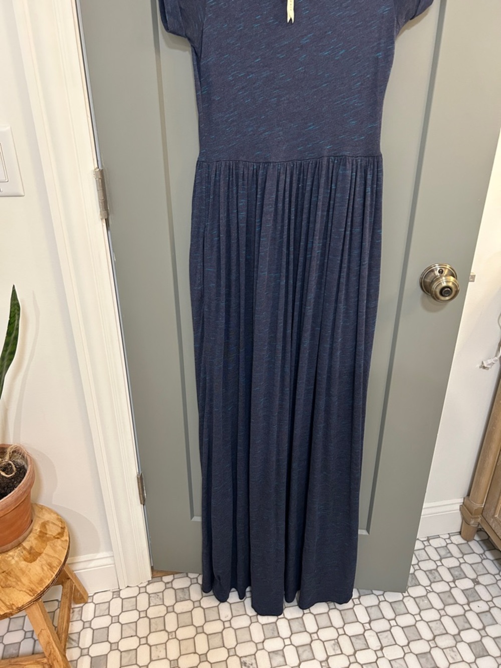 Matilda Jane Navy with Teal Speckle Maxi Dress Joanna Gaines Size Medium - Picture 2 of 8